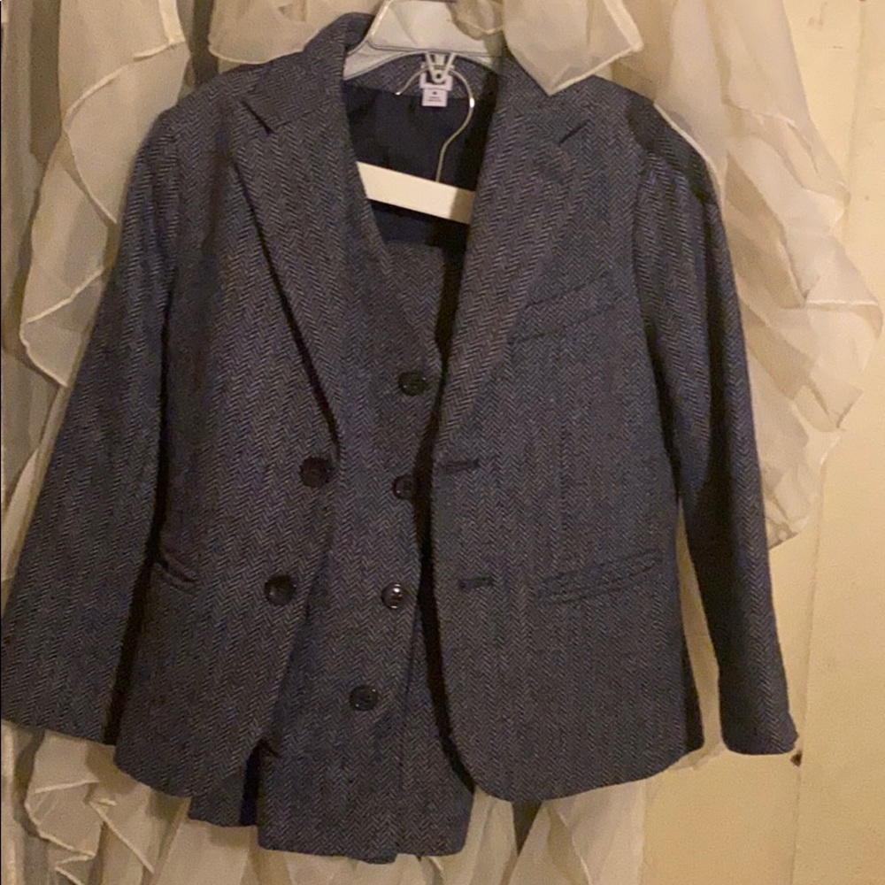 Janie and Jack Boys 3pc Navy Herringbone Suit